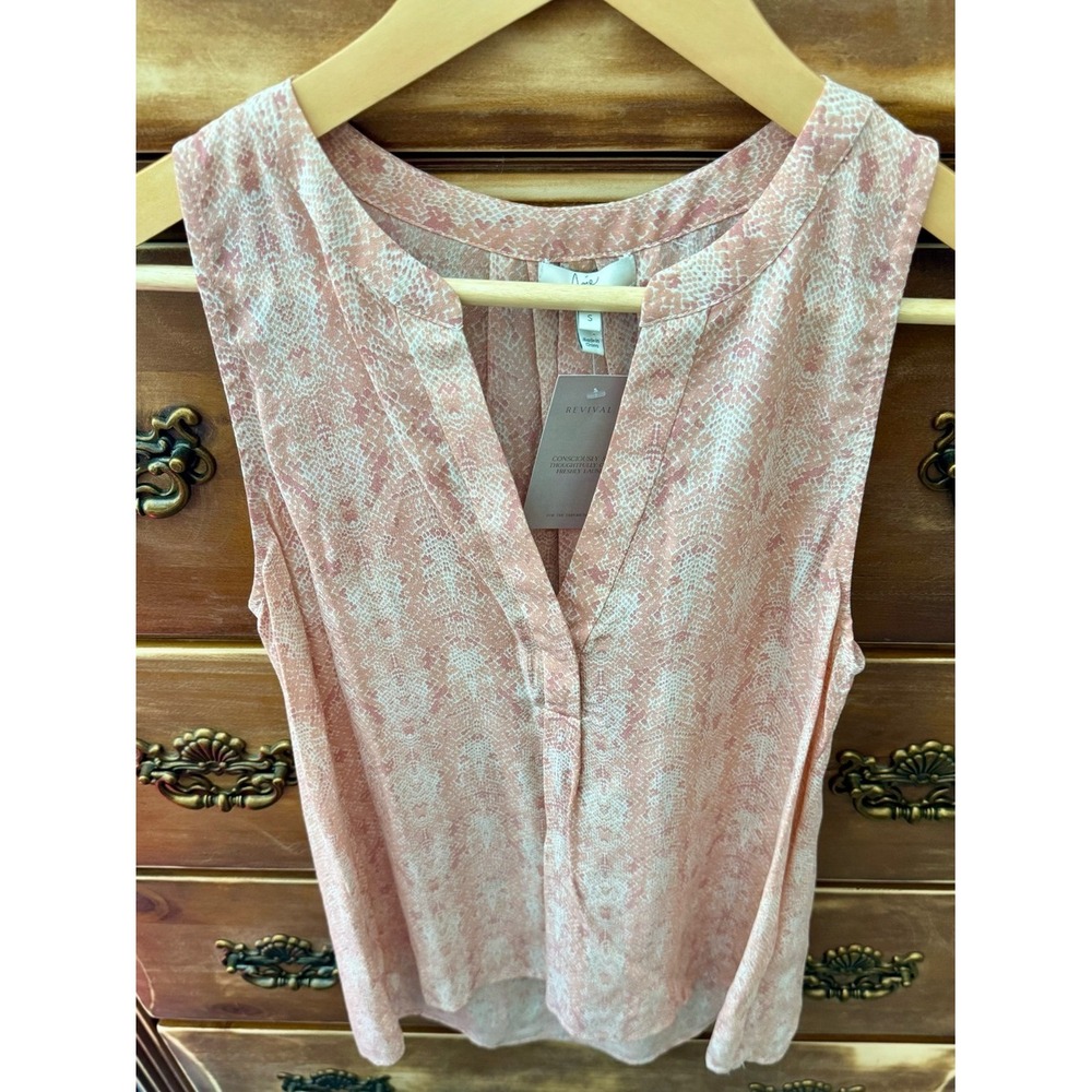 Joie 100% Silk Blush Pink Snake Print Sleeveless Blouse Size Small
